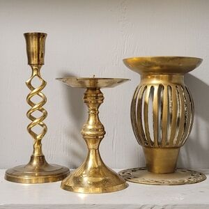 Vintage Brass Candleholder Bundle